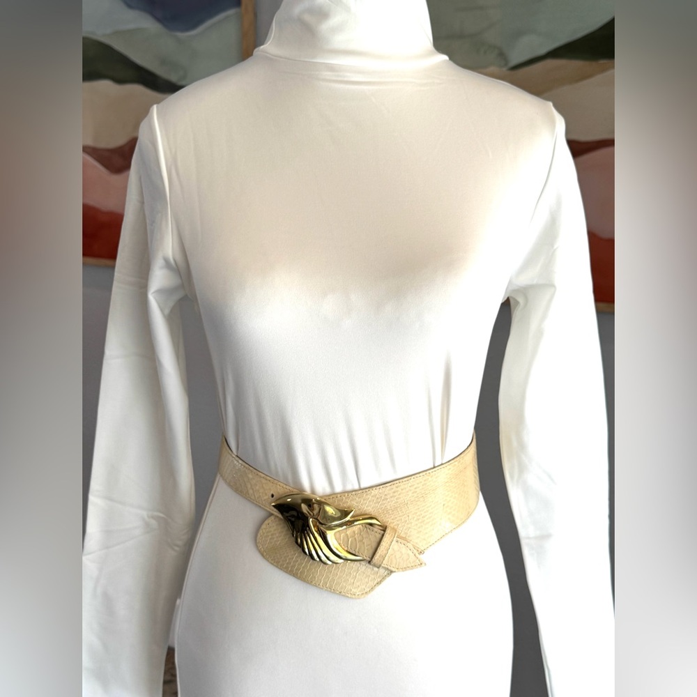 Vintage Snakeskin Cream Belt - Picture 4 of 9